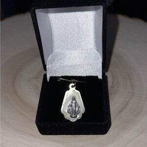 Vintage Mother of Pearl Mother Mary Brooch Sterling silver stamped Italy